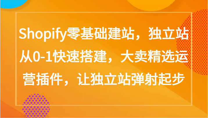 Shopify零基础建站，独立站从0-1快速搭建，大卖精选运营插件，让独立站弹射起步-AI关键字
