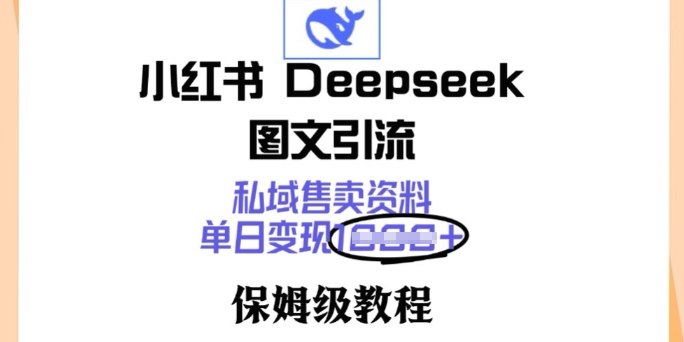 小红书Deepseek图文引流，私域售卖资料，单日变现多张，保姆级教程-AI关键字