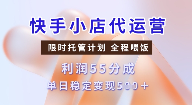 快手小店代运营3.0，模式新升级，收益55分，稳定单日5张【揭秘】-AI关键字